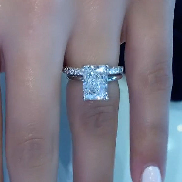 Louily Classic Radiant Cut Simulated Diamond Wedding Ring Set