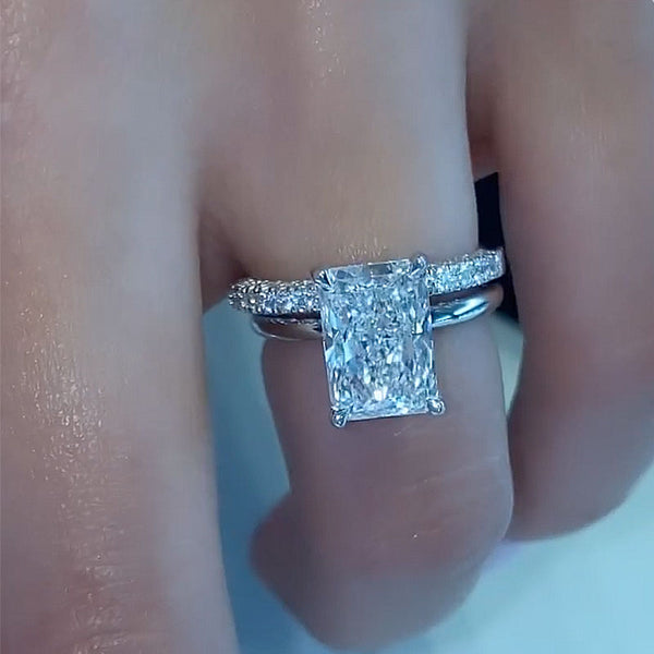 Louily Classic Radiant Cut Simulated Diamond Wedding Ring Set