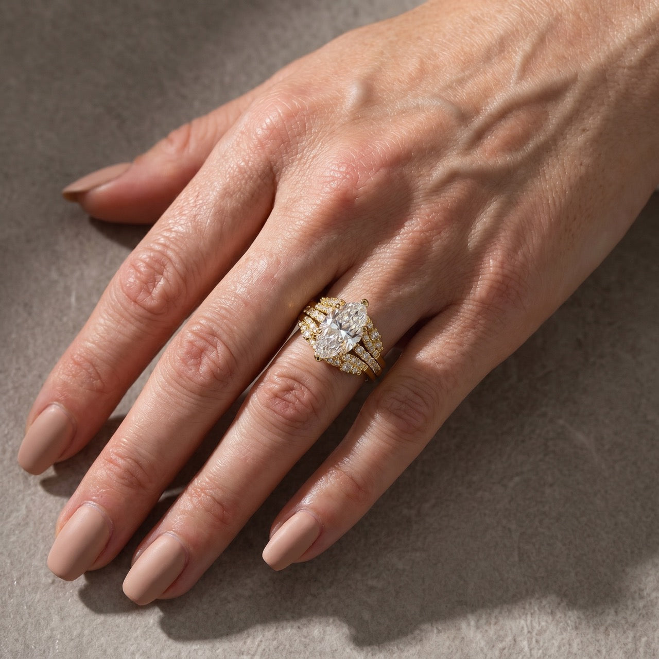 S925 Vintage Marquise Cut Insert Wedding Ring Set In Sterling Silver