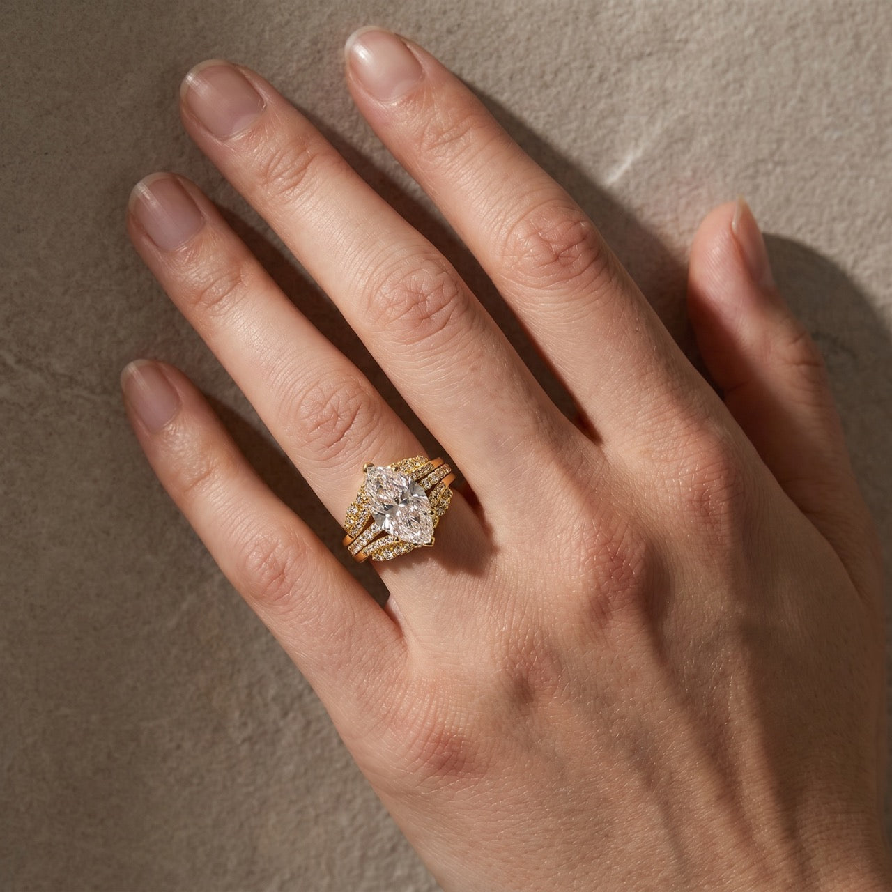 S925 Vintage Marquise Cut Insert Wedding Ring Set In Sterling Silver