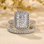 Louily Luxury Halo Radiant Cut Wedding Ring Set - louilyjewelry