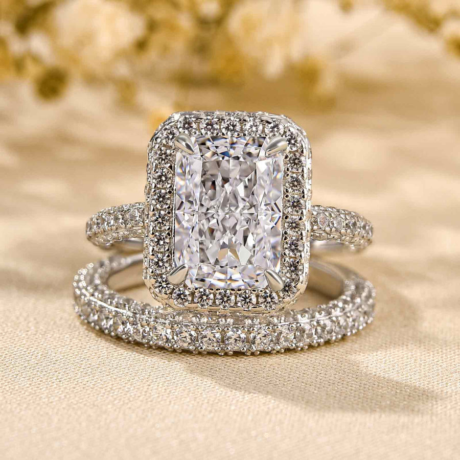Louily Luxury Halo Radiant Cut Wedding Ring Set – louilyjewelry