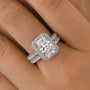 S925 3.5Ct Radiant Cut Halo Wedding Ring Set Affordable Vintage Stackable Rings For Everyday Wear