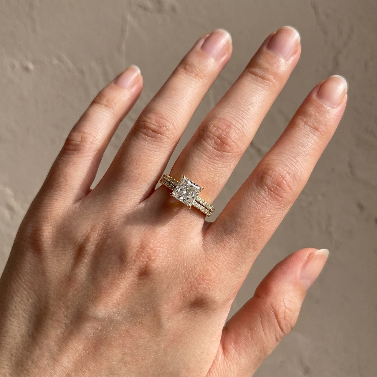 S925 Square 2.0Ct Princess Cut Wedding Ring Set In Sterling Silver Stackable Ring Set For Women