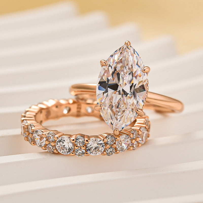 Louily Special 3.0Ct Marquise Cut Wedding Set