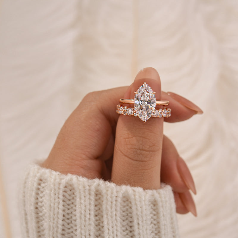 Louily Special 3.0Ct Marquise Cut Wedding Set