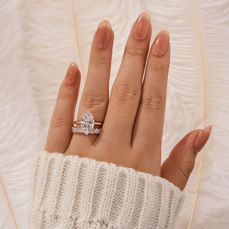 Louily Special 3.0Ct Marquise Cut Wedding Set