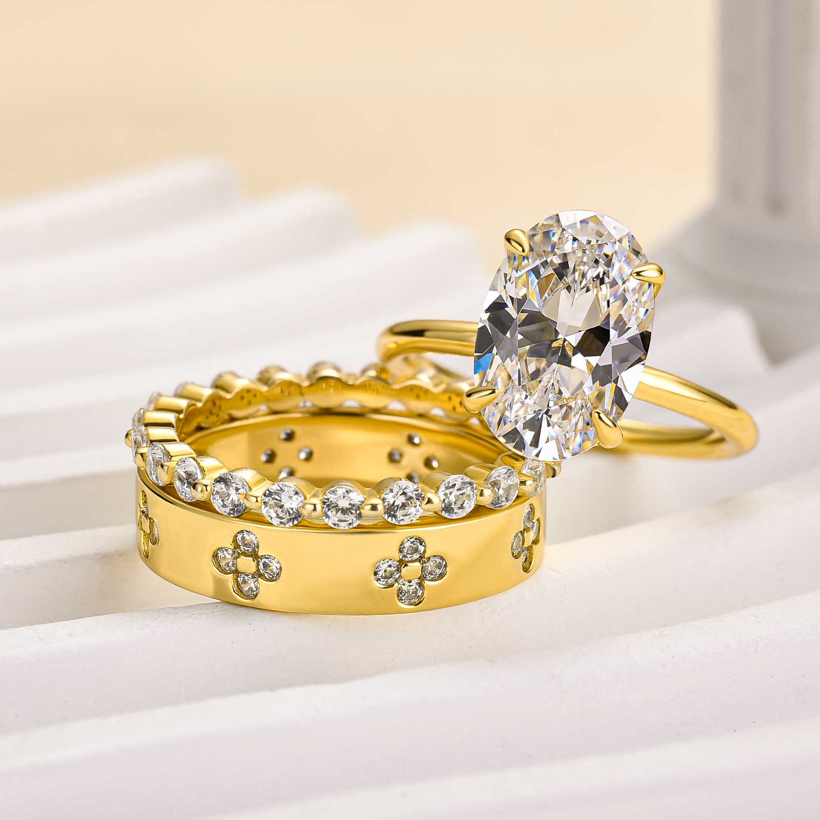 Louily Noble Oval Cut 3PC Ring Set For Women - louilyjewelry