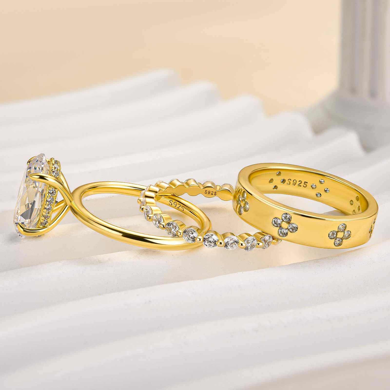 Louily Noble Oval Cut 3PC Ring Set For Women - louilyjewelry