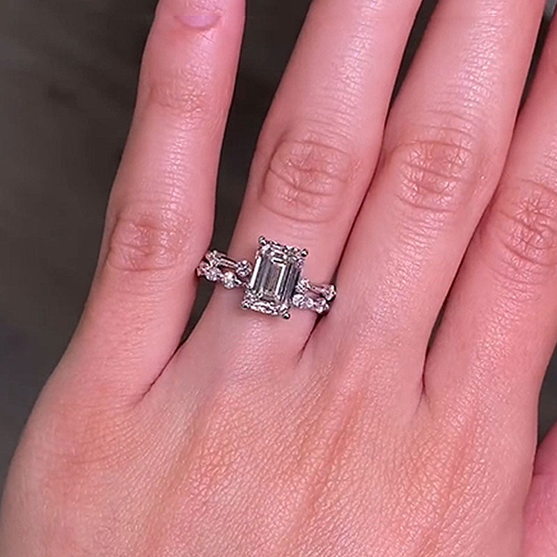 Louily Unique Emerald Cut Ring Set For Women - louilyjewelry