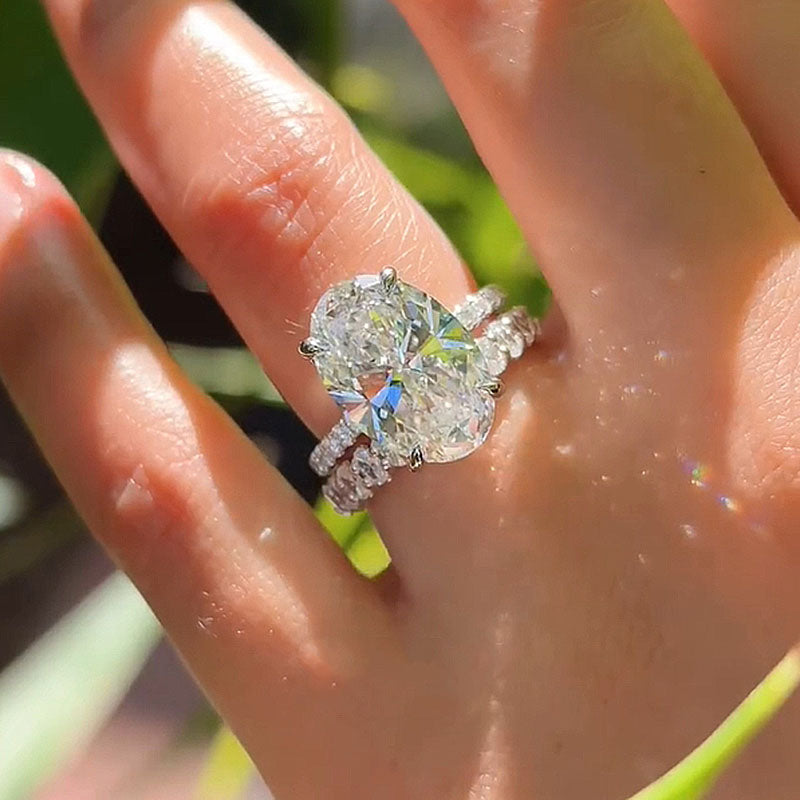 Louily Luxury Oval Cut Simulated Diamond Ring Set - louilyjewelry