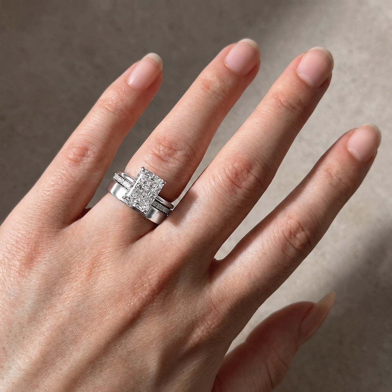 Louily Classic 5.0Ct Radiant Cut 3PC Wedding Set
