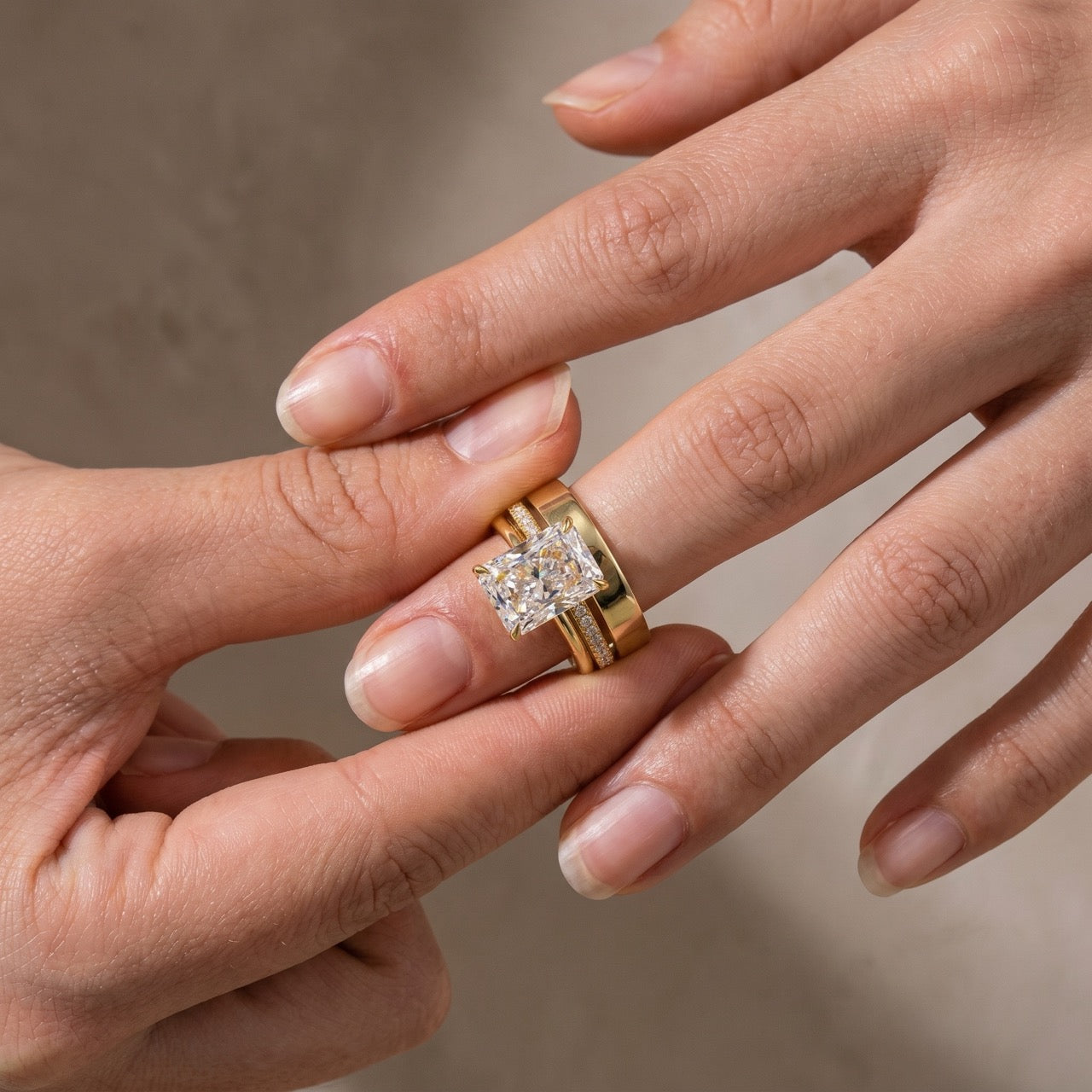 Louily Classic 5.0Ct Radiant Cut 3PC Wedding Set