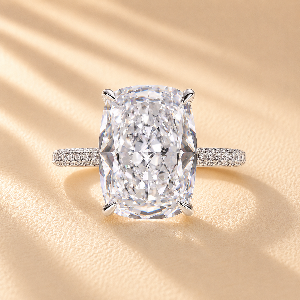 Louily Luxurious Elongated Cushion Cut Engagement Ring For Women In Sterling Silver