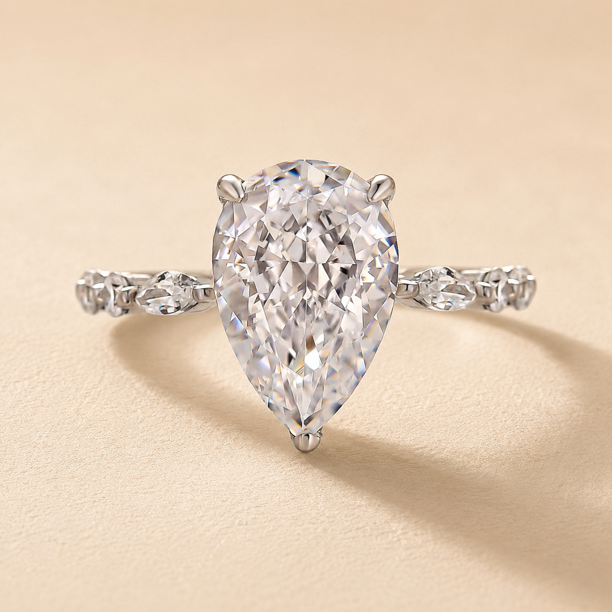 S925 3 Ct Sparkle Pear Cut Simulated Diamond Engagement Ring In Sterling Silver