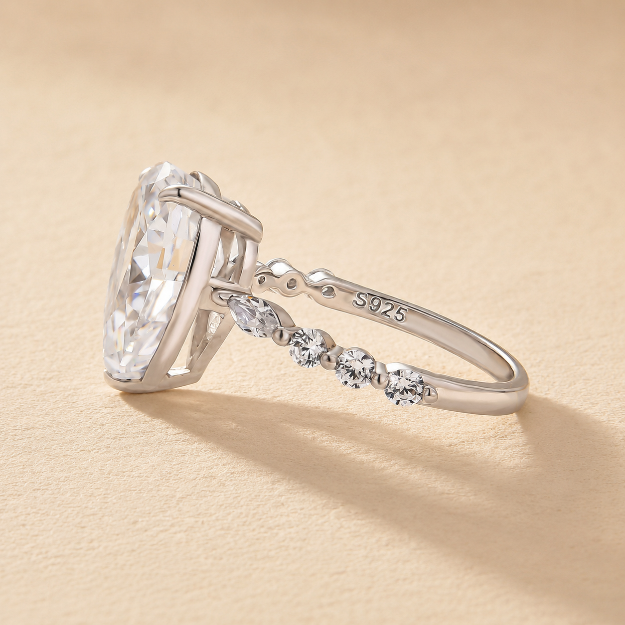 S925 3 Ct Sparkle Pear Cut Simulated Diamond Engagement Ring In Sterling Silver