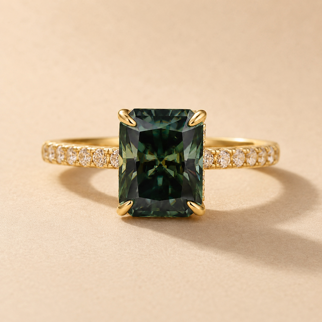 S925 Moissanite 2.0Ct Radiant Cut Nature-Inspired Travel Ring Everyday Wearable Ring