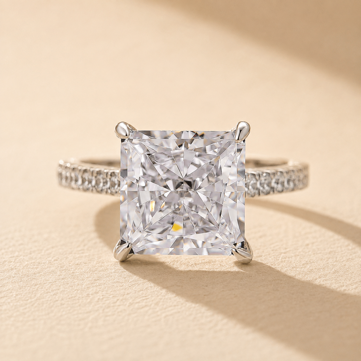 Elegant 4.0Ct Princess Cut Engagement Ring for Women In Sterling Silver