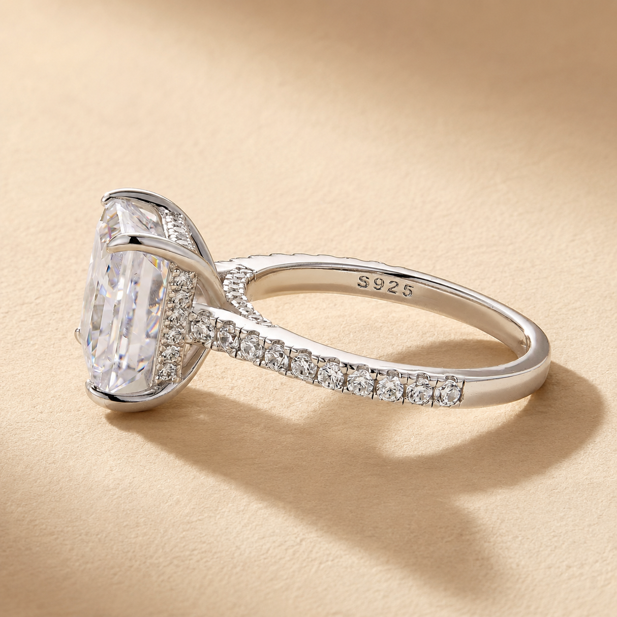 Elegant 4.0Ct Princess Cut Engagement Ring for Women In Sterling Silver