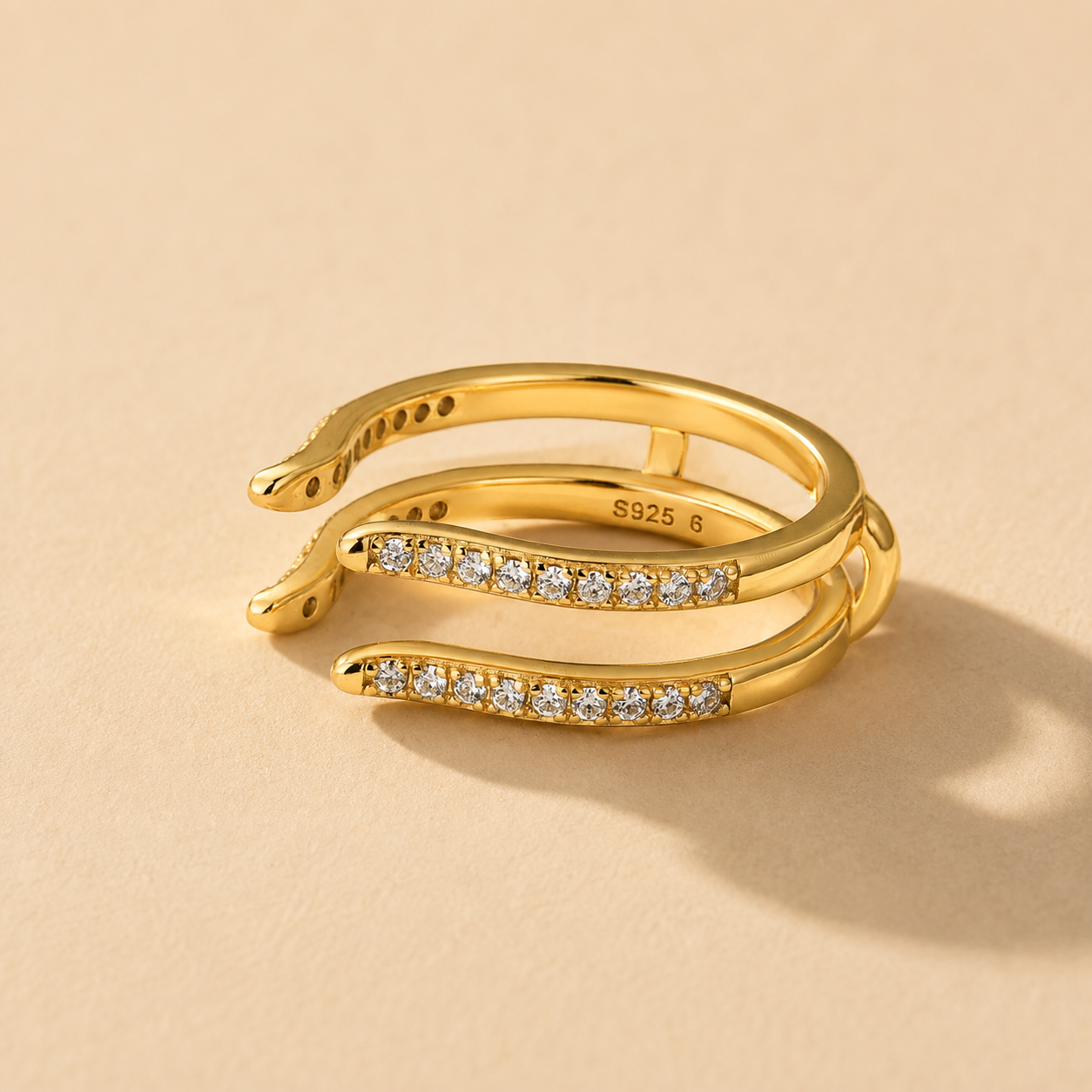 S925 Moissnaite 0.36Ct Round Cut Pave Stackable Open Enhancer Band For Daily Wear