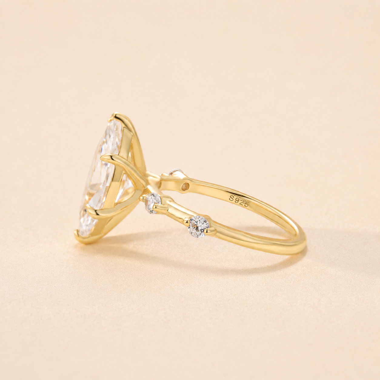 Delicate 3.0Ct Marquise Cut Daily Wearable Engagement Ring in 18K Yellow Gold Sterling Silver