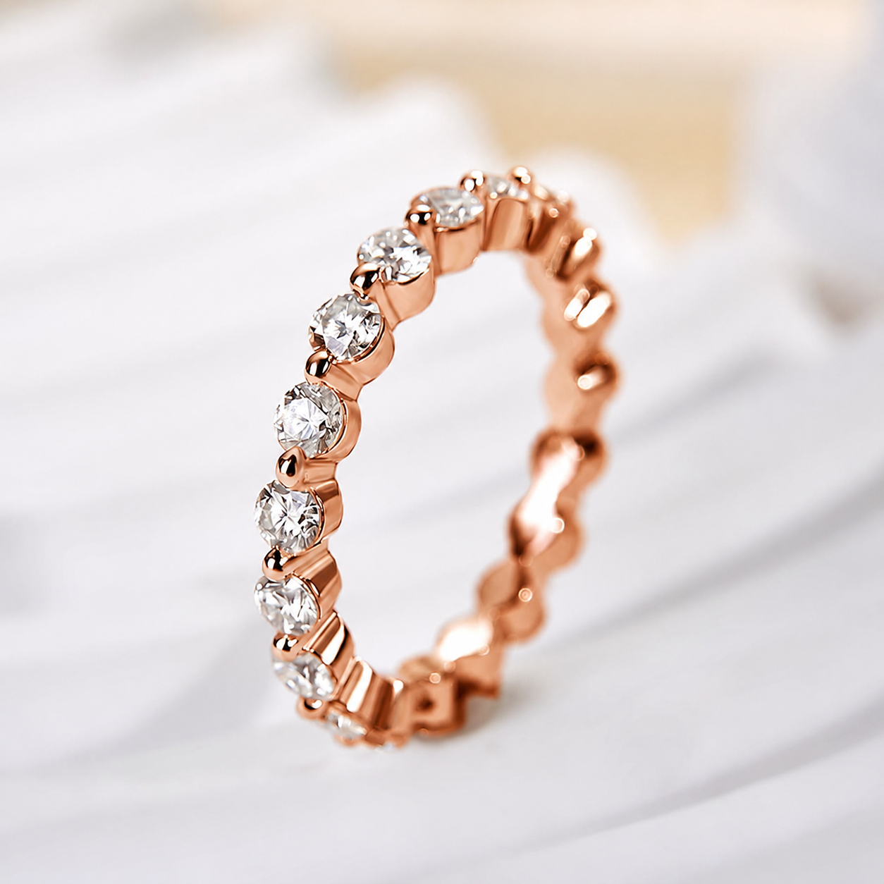 S925 Moissanite Eternity 1.5 CT Round Cut Wedding Band Stackable Ring