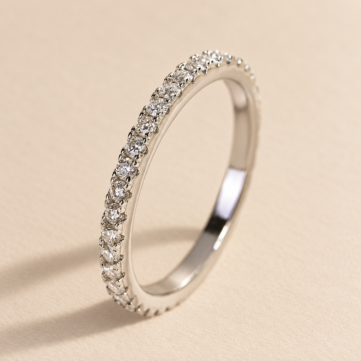 Louily 0.5 Ct Round Cut Classic Full Eternity Thin Wedding Band For Women In Sterling Silver