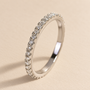 Louily 0.5 Ct Round Cut Classic Full Eternity Thin Wedding Band For Women In Sterling Silver