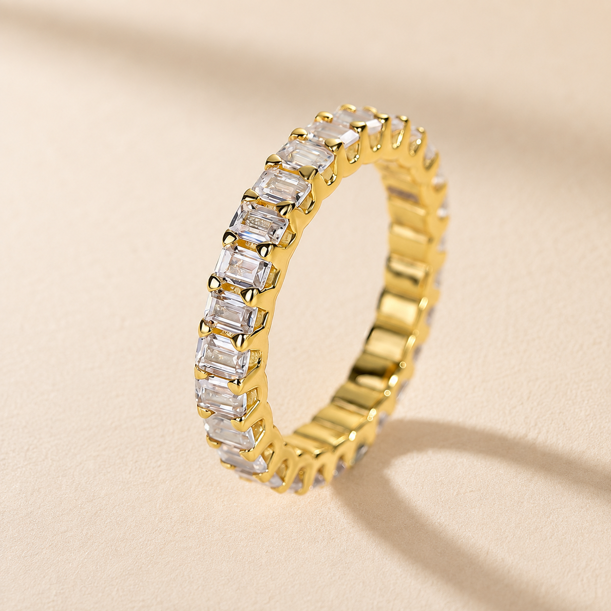 Louily Classic Emerald Cut Women's Wedding Band for Gifts