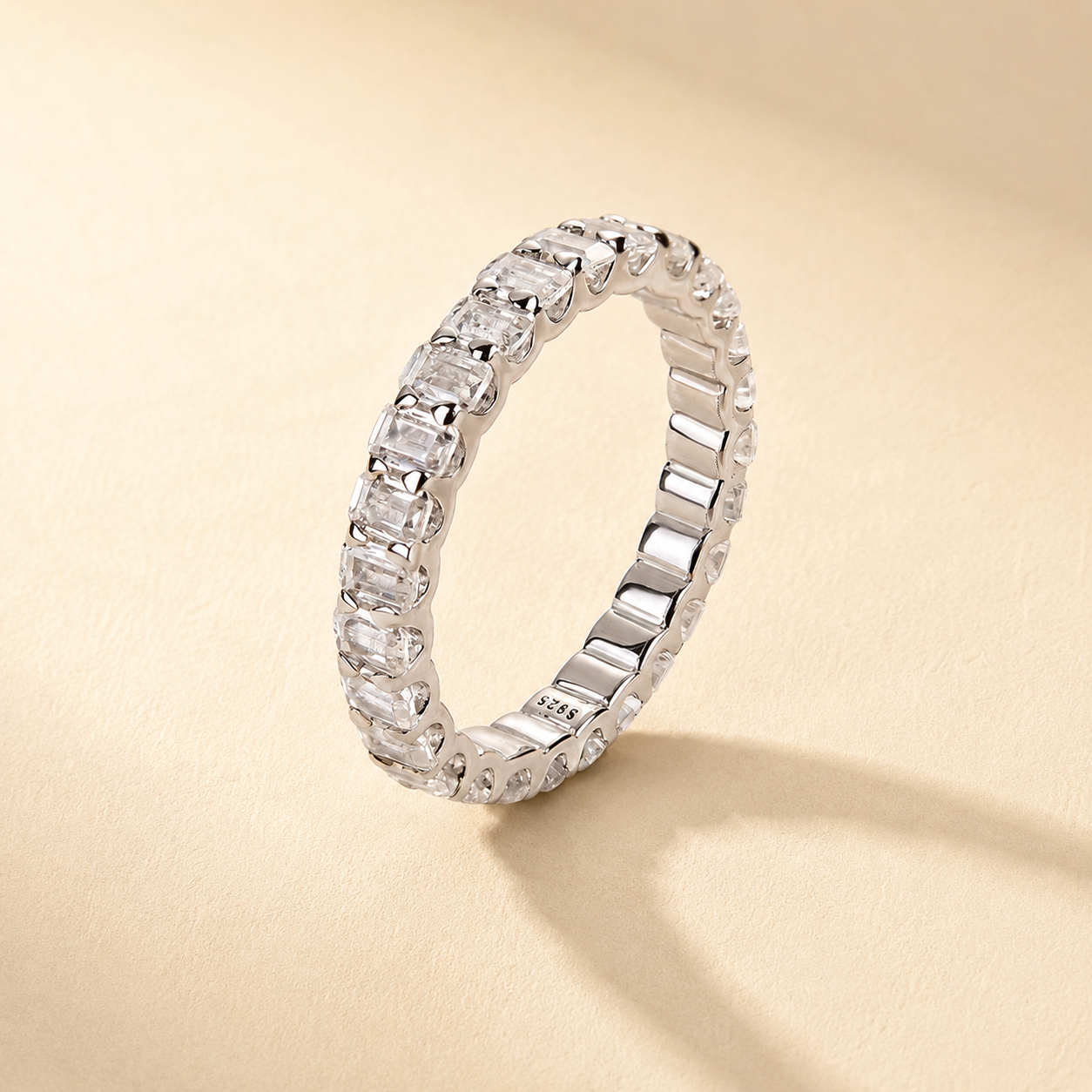 Louily Classic Emerald Cut Women's Wedding Band for Gifts