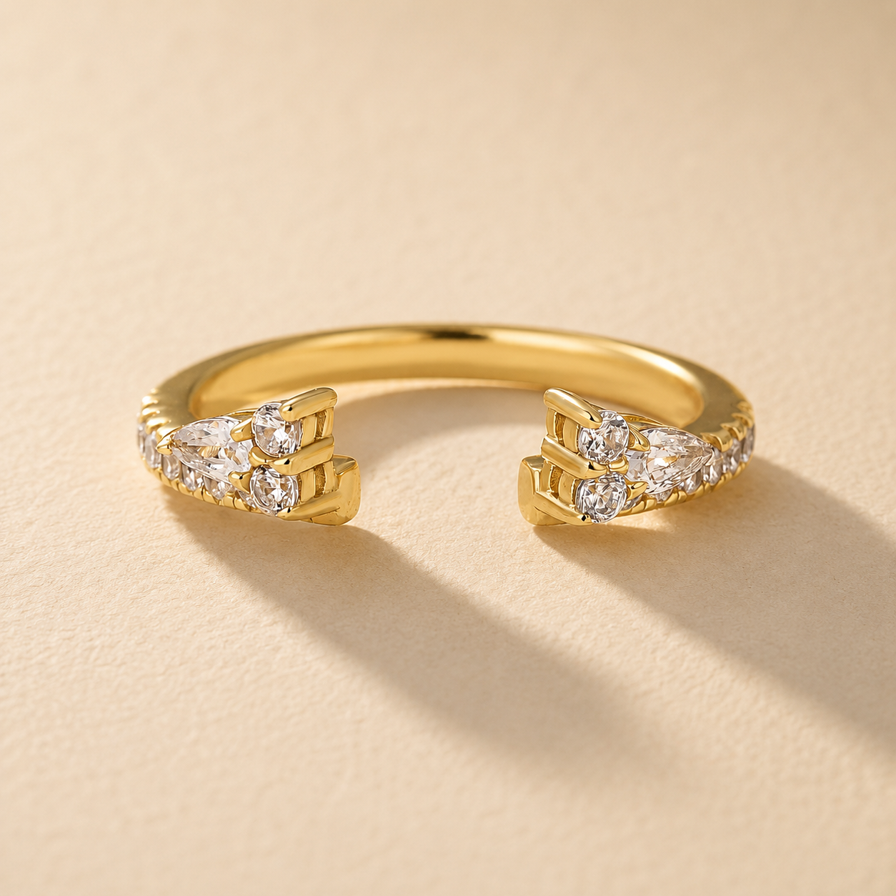 S925 0.56Ct Pear&Round Cut Open Band Stackable Enhancer Wedding Band For Women