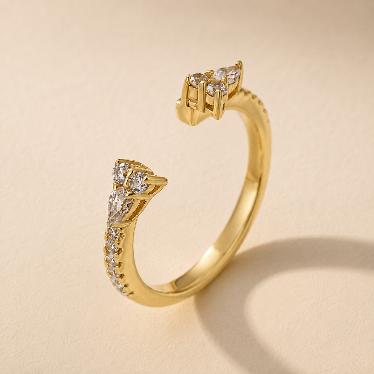 S925 0.56Ct Pear&Round Cut Open Band Stackable Enhancer Wedding Band For Women
