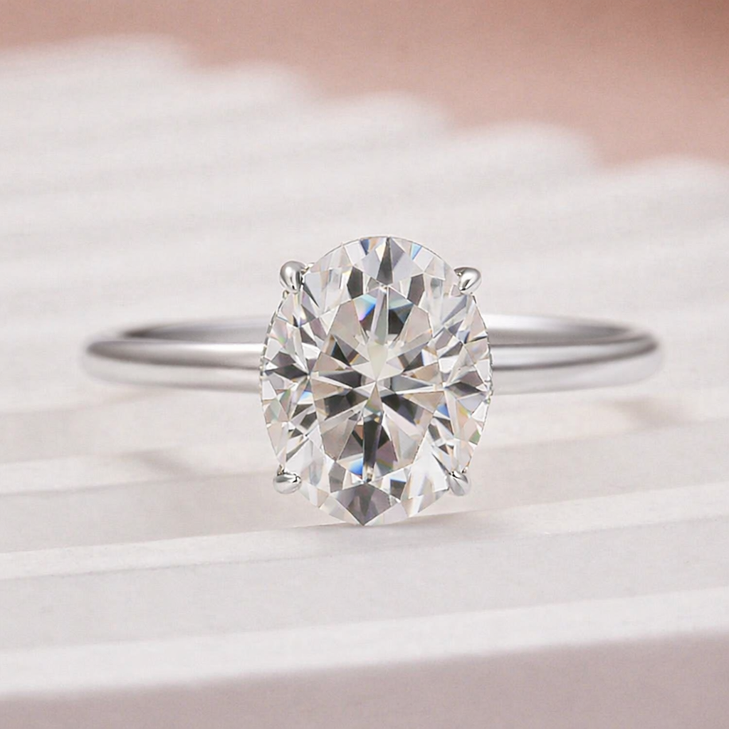 Louily Moissanite Classic 2.0~5.5 Carat Oval Cut Engagement Ring