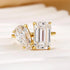 Louily Unique Double Stones Design Emerald Cut & Pear Cut Engagement Ring In Sterling Silver - louilyjewelry