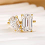 Louily Unique Double Stones Design Emerald Cut & Pear Cut Engagement Ring In Sterling Silver - louilyjewelry