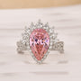Vintage 4.0Ct Pink Stone Halo Pear Cut Twist Engagement Ring In Sterling Silver - louilyjewelry
