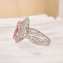 Vintage 4.0Ct Pink Stone Halo Pear Cut Twist Engagement Ring In Sterling Silver - louilyjewelry