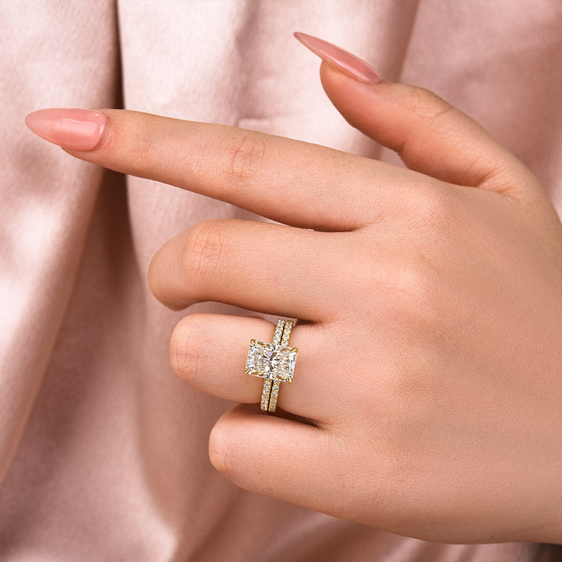 S925 3.5 Carat Radiant Cut Wedding Ring Set In Sterling Silver Holiday Ring Gift For Women