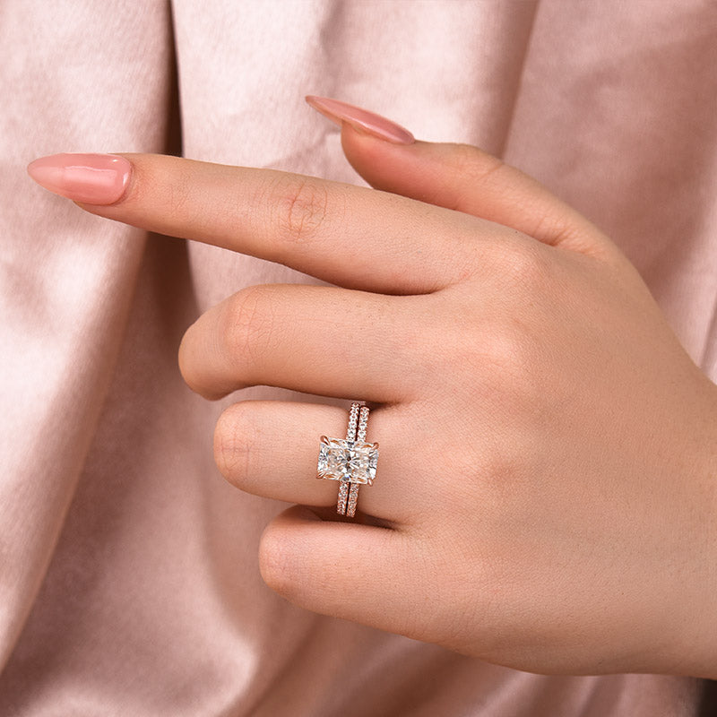 S925 3.5 Carat Radiant Cut Wedding Ring Set In Sterling Silver Holiday Ring Gift For Women