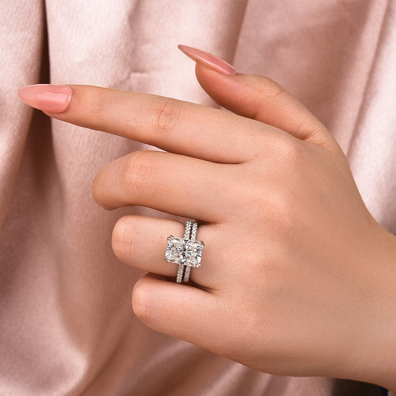 Moissanite 4.5 Ct Radiant Cut White Gold Wedding Ring For Women - louilyjewelry