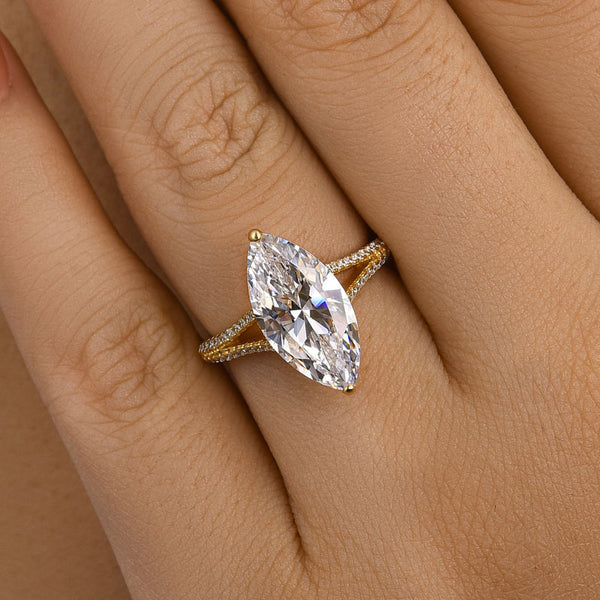 Louily Exquisite Split Shank Marquise Cut Engagement Ring