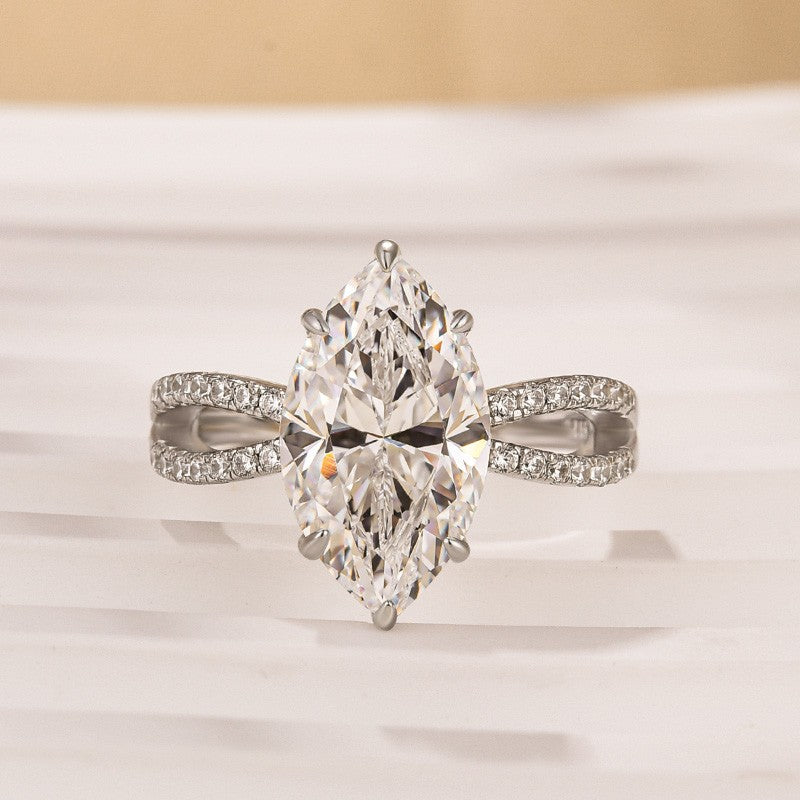 Unique 4.0Ct Marquise Cut Twist Travel Ring Engagement Ring - louilyjewelry