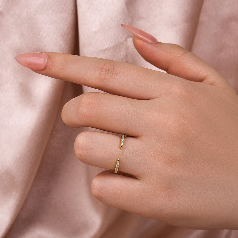 Louily Open Moissanite Diamond Pavé Spacer Ring - louilyjewelry