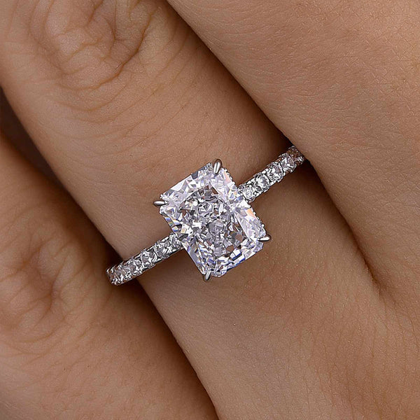 Louily Classic 1.5 CT Radiant Cut Engagement Ring In Sterling Silver