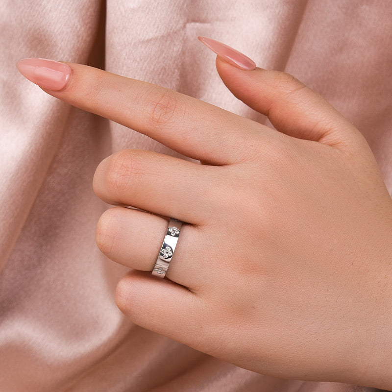 Louily Noble Moissanite Wide Wedding Band For Women - louilyjewelry