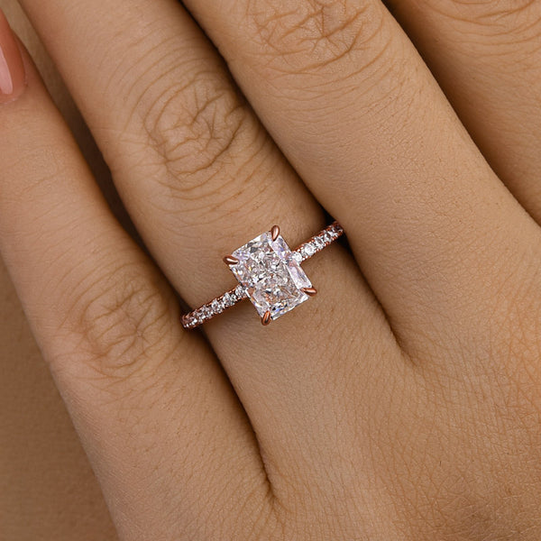 Louily Classic 1.5 CT Radiant Cut Engagement Ring In Sterling Silver