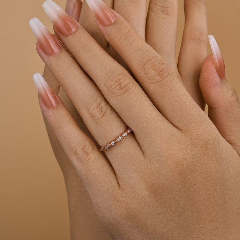 Louily Art Deco Half Eternity Women's Wedding Band In Sterling Silver - louilyjewelry