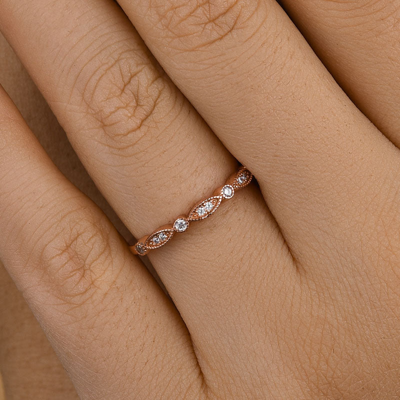 Louily Art Deco Half Eternity Women's Wedding Band In Sterling Silver - louilyjewelry