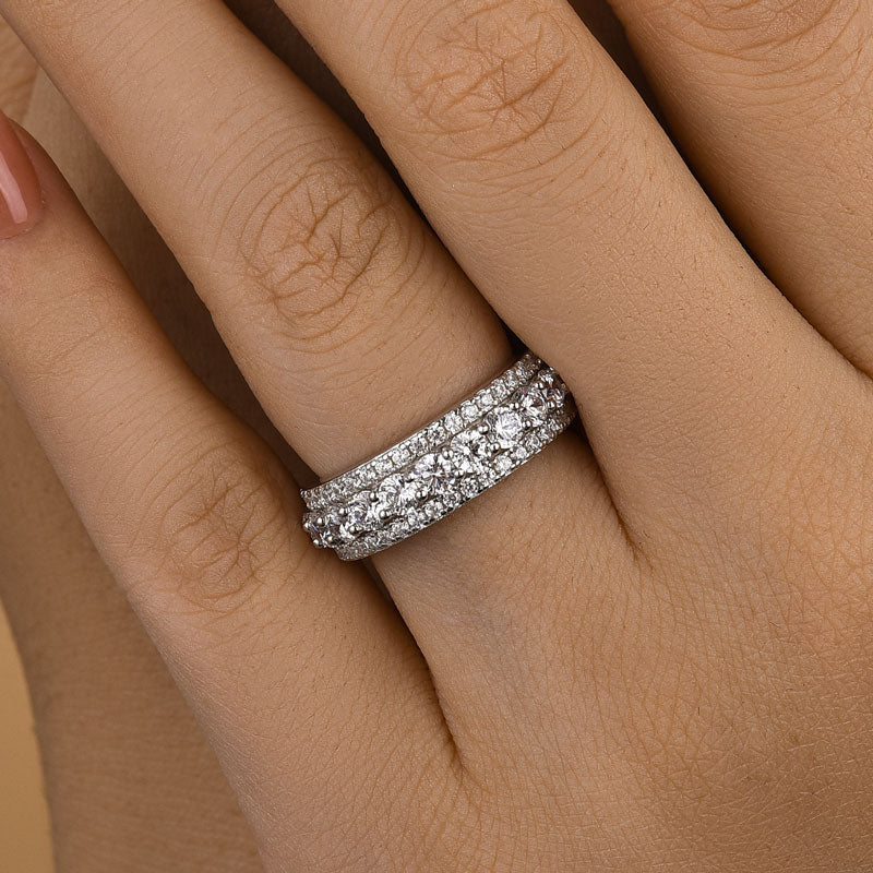 Louily Eternity Round Cut Women's Wedding Band In Sterling Silver - louilyjewelry