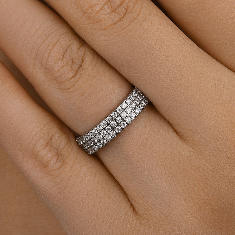 Louily Luxury Pave Women's Wedding Band In Sterling Silver - louilyjewelry